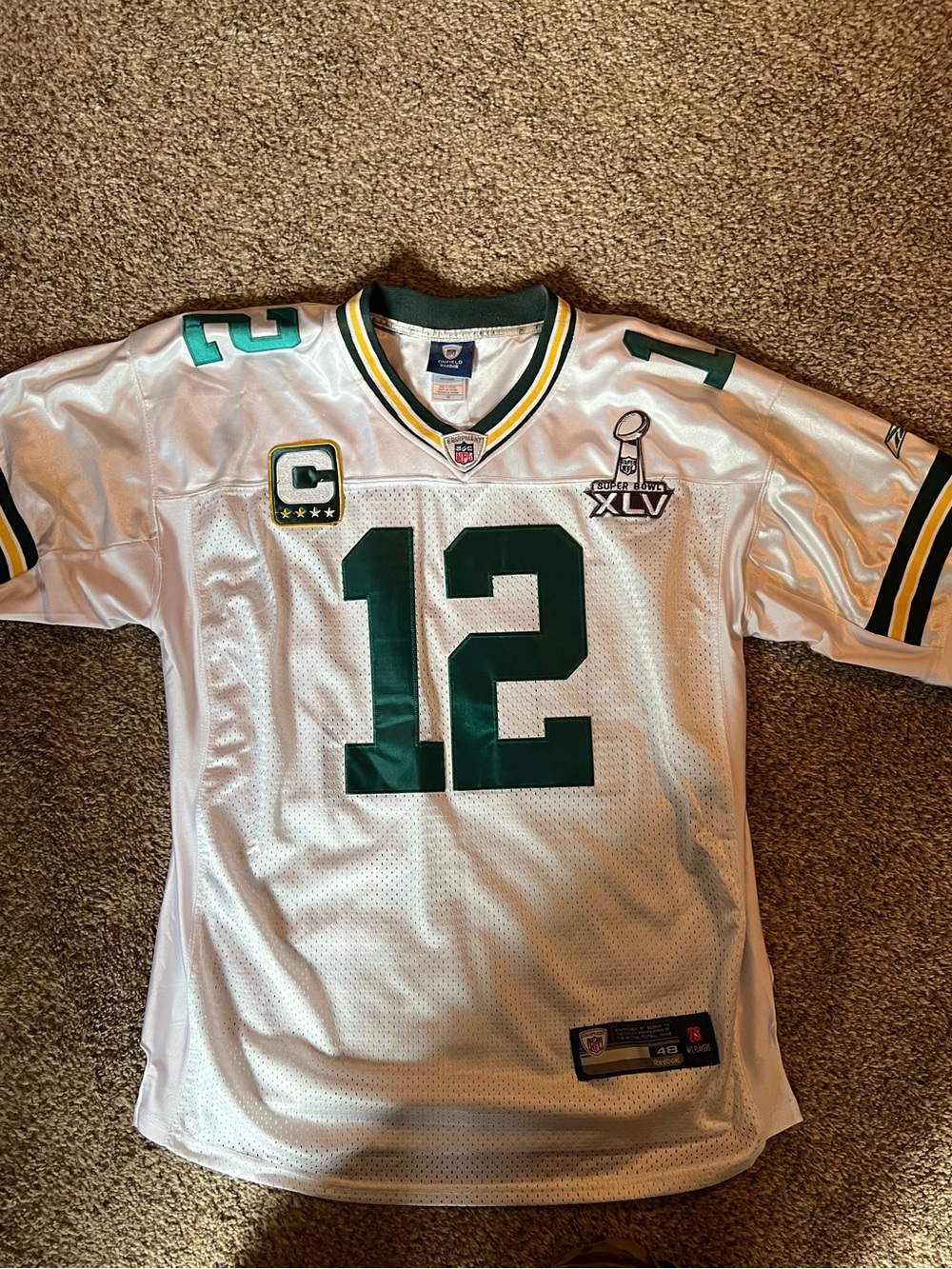 Aaron Rodgers Packers Reebok On Field Jersey 48 Super Bowl XLV #12